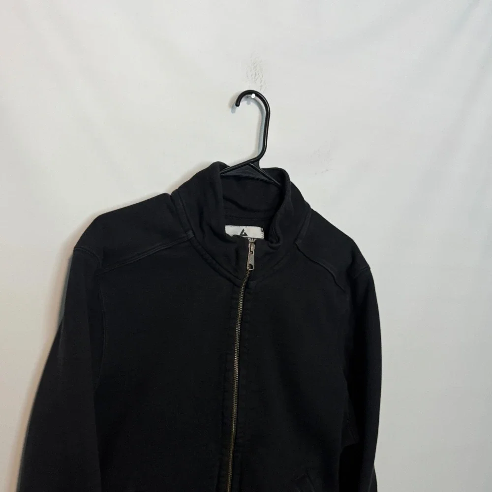 American Giant Moto Full Zip Jacket Mens Large Black Cotton Mock Heavyweight